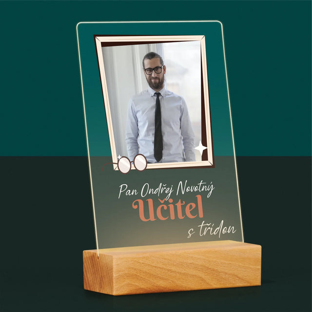 Fotka A Textem: Učitel S Třídou - Tisk Na Akrylovém Skle