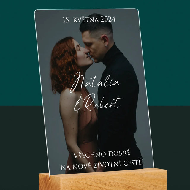 Fotka A Textem: Svatební Fotka Přání - Tisk Na Akrylovém Skle