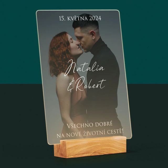 Fotka A Textem: Svatební Fotka Přání - Tisk Na Akrylovém Skle