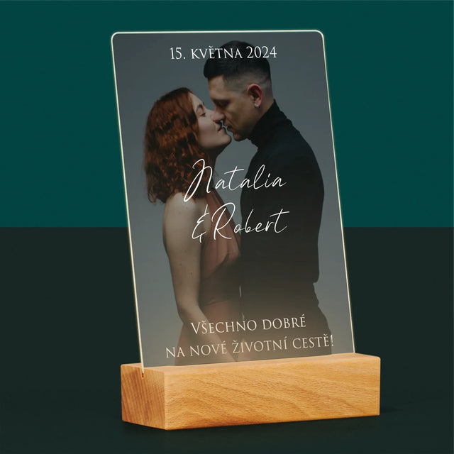 Fotka A Textem: Svatební Fotka Přání - Tisk Na Akrylovém Skle