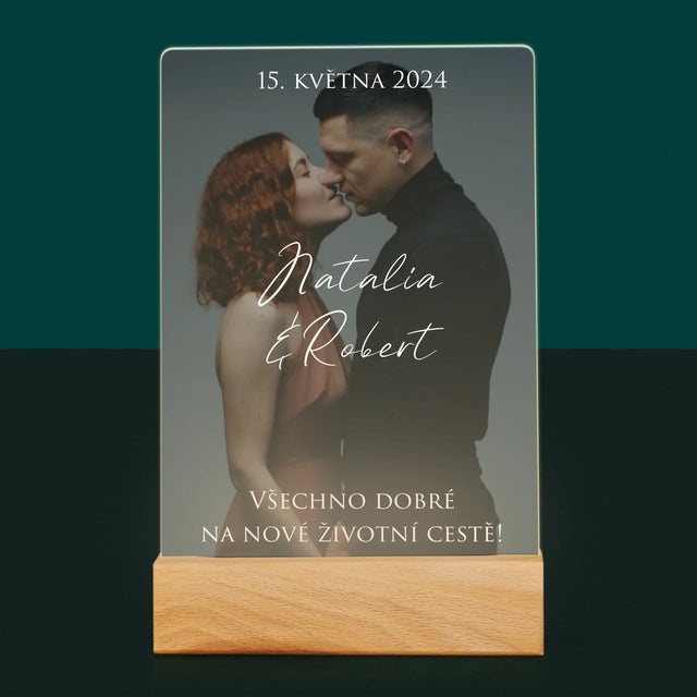 Fotka A Textem: Svatební Fotka Přání - Tisk Na Akrylovém Skle