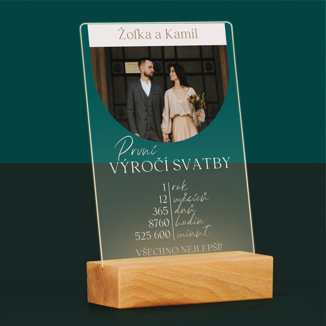 Fotka A Textem: První Výročí Svatby - Tisk Na Akrylovém Skle