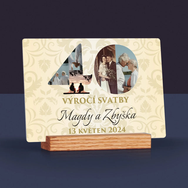 Slovo Z Fotek: 40. Výročí Svatby - Tisk Na Akrylovém Skle