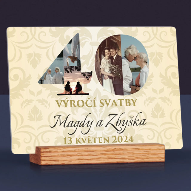 Slovo Z Fotek: 40. Výročí Svatby - Tisk Na Akrylovém Skle