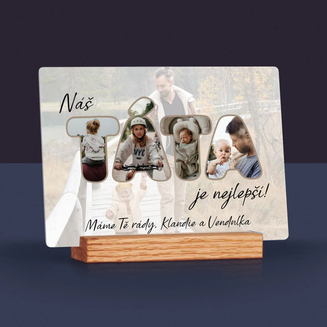 Slovo Z Fotek: Náš Táta Je Nejlepší - Tisk Na Akrylovém Skle