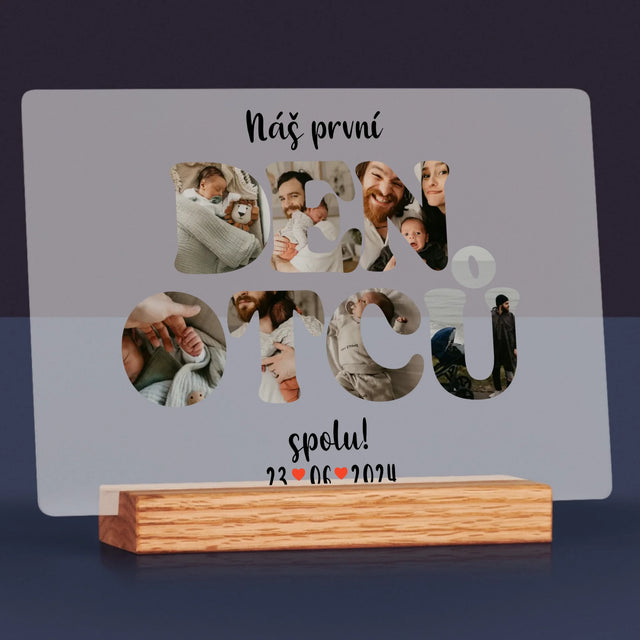 Slovo Z Fotek: Náš První Den Tátů - Tisk Na Akrylovém Skle