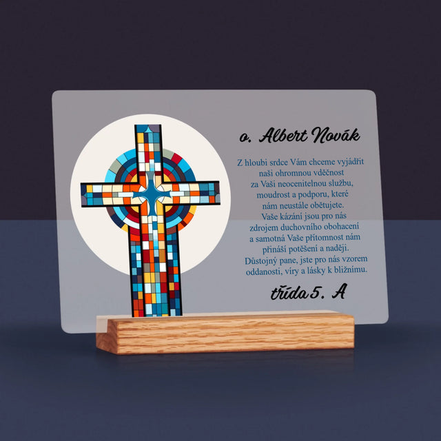 Jméno A Nápis: Poděkování Kříž - Tisk Na Akrylovém Skle