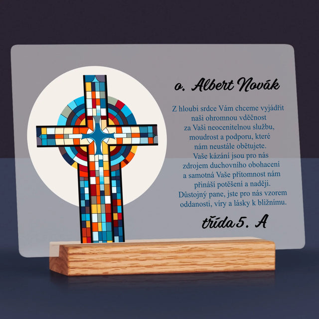 Jméno A Nápis: Poděkování Kříž - Tisk Na Akrylovém Skle