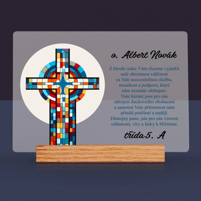 Jméno A Nápis: Poděkování Kříž - Tisk Na Akrylovém Skle