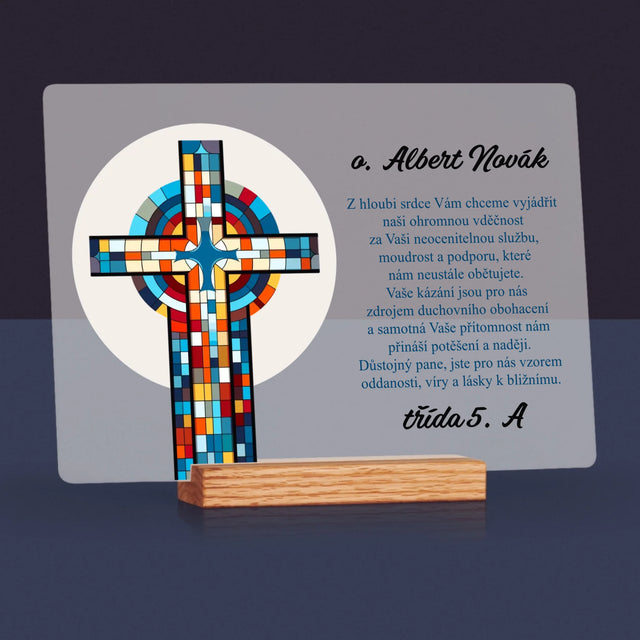 Jméno A Nápis: Poděkování Kříž - Tisk Na Akrylovém Skle