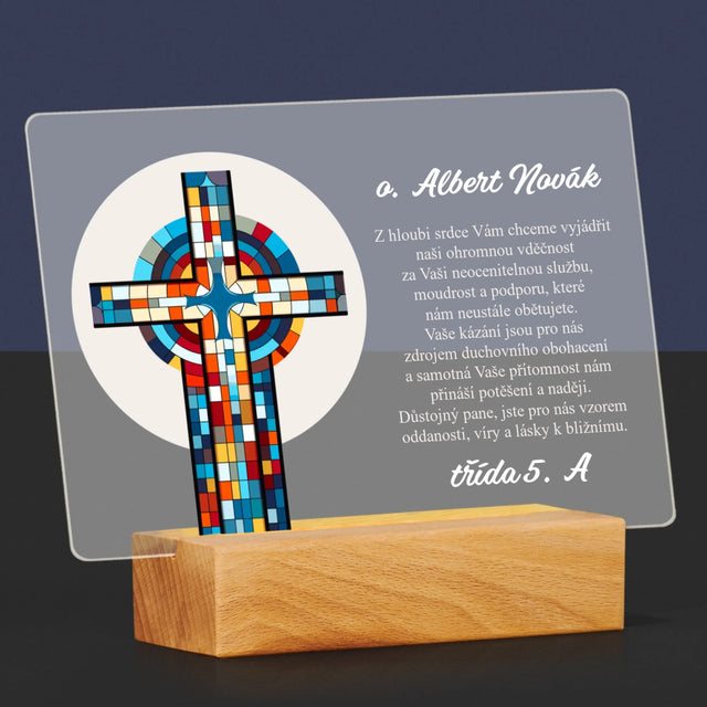 Jméno A Nápis: Poděkování Kříž - Tisk Na Akrylovém Skle