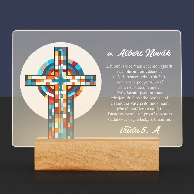 Jméno A Nápis: Poděkování Kříž - Tisk Na Akrylovém Skle