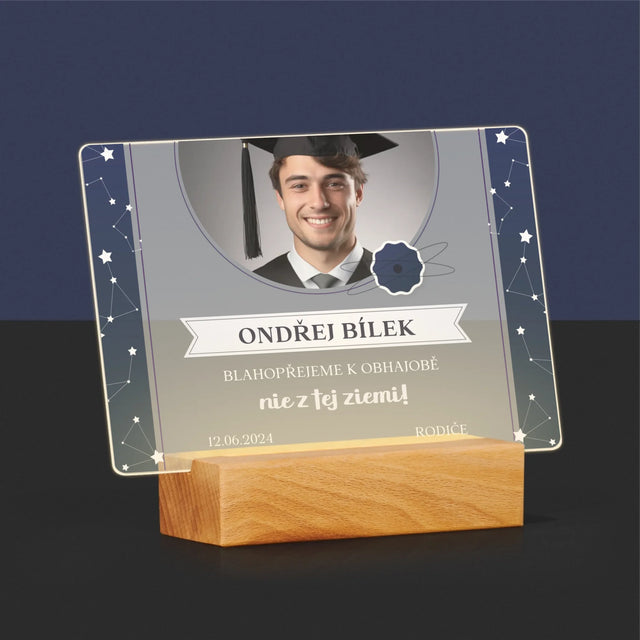 Fotka A Textem: Blahopřejeme K Obhajobě - Tisk Na Akrylovém Skle