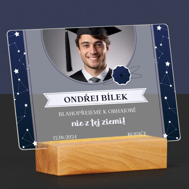 Fotka A Textem: Blahopřejeme K Obhajobě - Tisk Na Akrylovém Skle