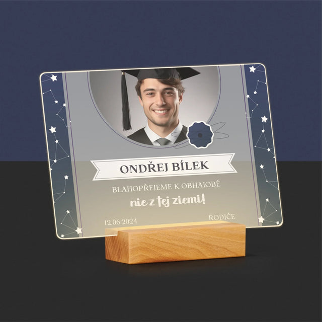 Fotka A Textem: Blahopřejeme K Obhajobě - Tisk Na Akrylovém Skle