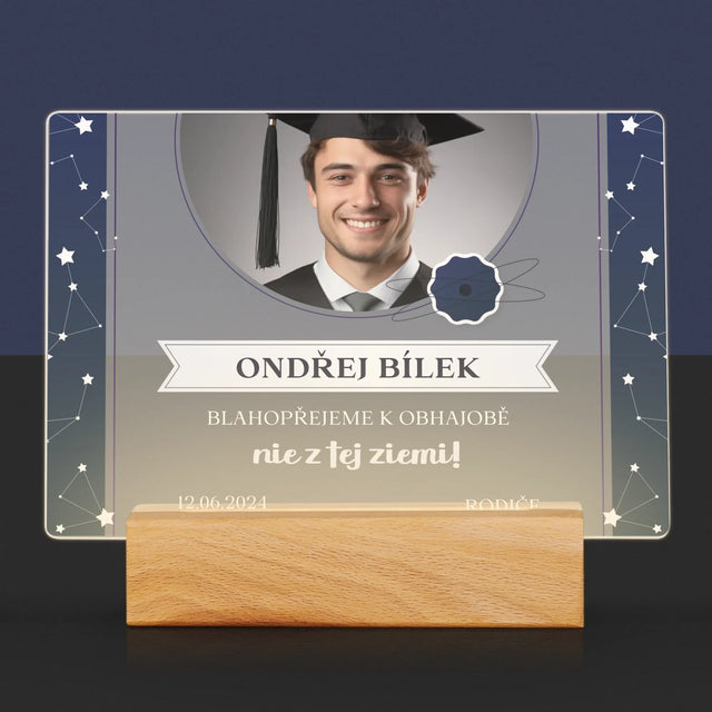 Fotka A Textem: Blahopřejeme K Obhajobě - Tisk Na Akrylovém Skle