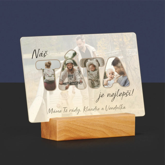 Slovo Z Fotek: Náš Táta Je Nejlepší - Tisk Na Akrylovém Skle