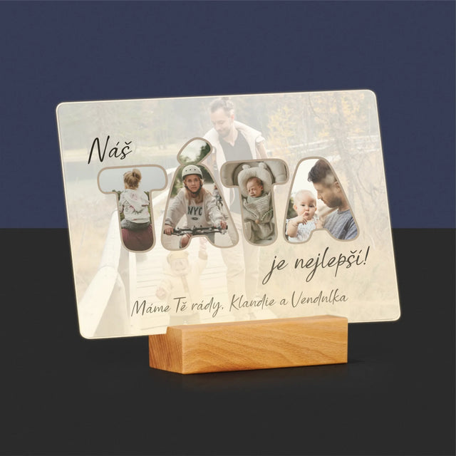 Slovo Z Fotek: Náš Táta Je Nejlepší - Tisk Na Akrylovém Skle