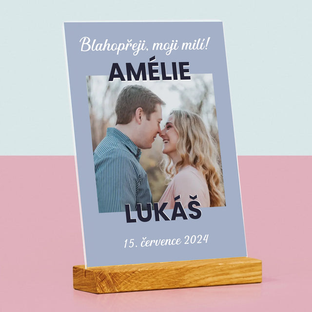 Fotka A Textem: Svatební Blahopřání - Tisk Na Akrylovém Skle