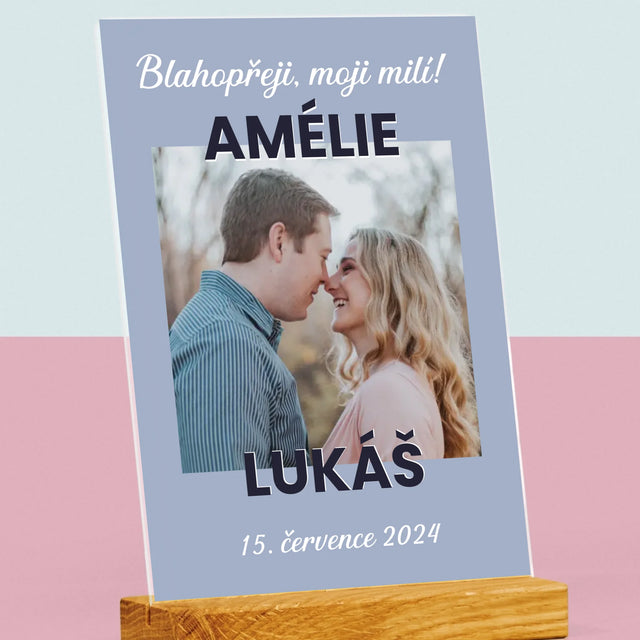 Fotka A Textem: Svatební Blahopřání - Tisk Na Akrylovém Skle