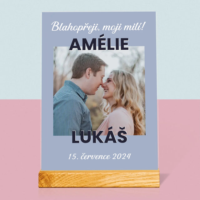 Fotka A Textem: Svatební Blahopřání - Tisk Na Akrylovém Skle