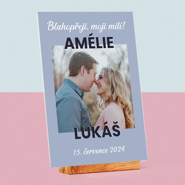 Fotka A Textem: Svatební Blahopřání - Tisk Na Akrylovém Skle