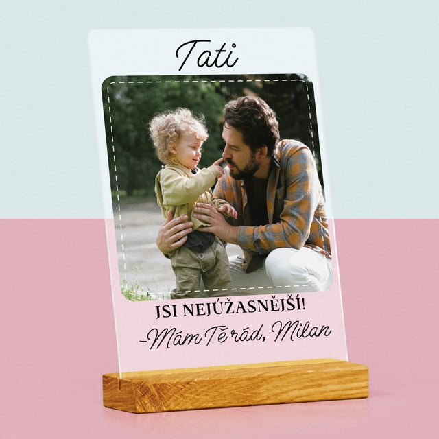 Fotka A Textem: Nejúžasnější Táta - Tisk Na Akrylovém Skle