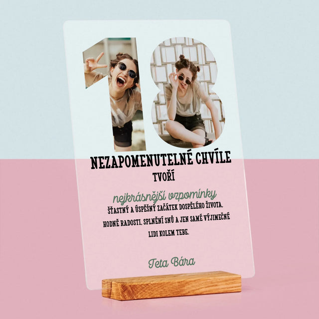 Slovo Z Fotek: 18. Narozeniny - Tisk Na Akrylovém Skle