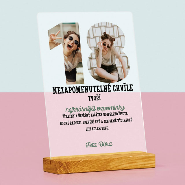 Slovo Z Fotek: 18. Narozeniny - Tisk Na Akrylovém Skle