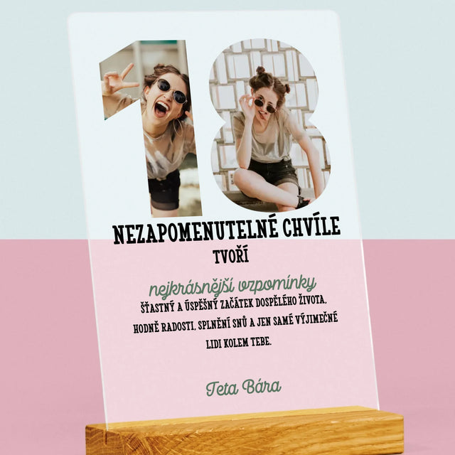 Slovo Z Fotek: 18. Narozeniny - Tisk Na Akrylovém Skle