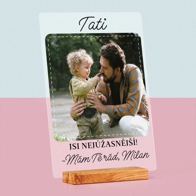 Fotka A Textem: Nejúžasnější Táta - Tisk Na Akrylovém Skle
