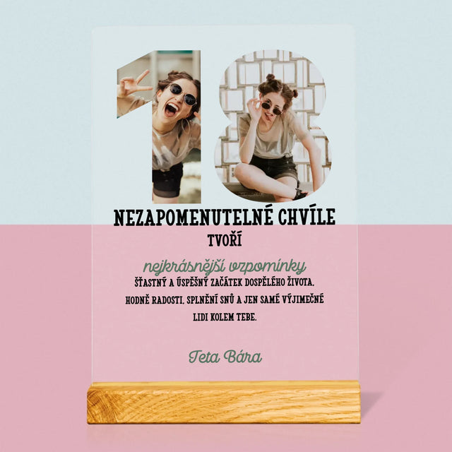 Slovo Z Fotek: 18. Narozeniny - Tisk Na Akrylovém Skle