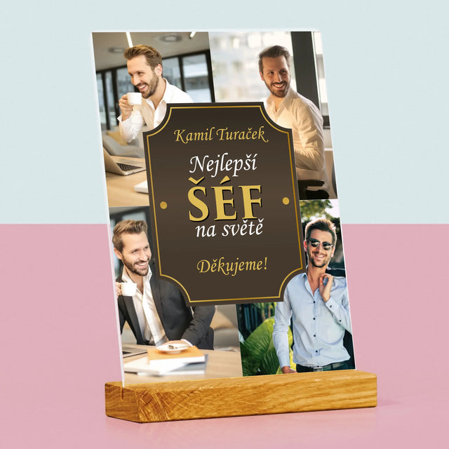 Fotokoláž: Nejlepší Šéf Na Světě - Tisk Na Akrylovém Skle