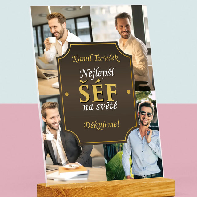Fotokoláž: Nejlepší Šéf Na Světě - Tisk Na Akrylovém Skle