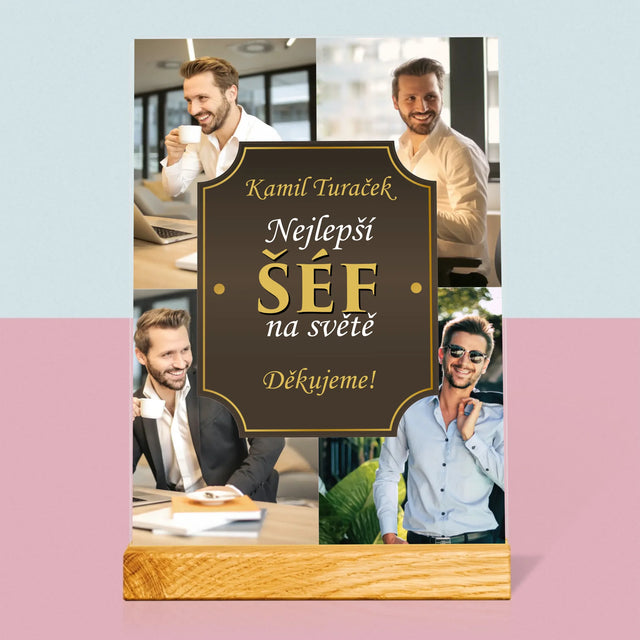 Fotokoláž: Nejlepší Šéf Na Světě - Tisk Na Akrylovém Skle