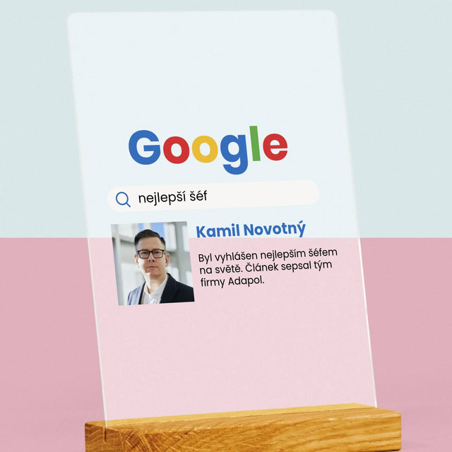 Fotka A Textem: Nejlepší Šéf Výsledek Google - Tisk Na Akrylovém Skle