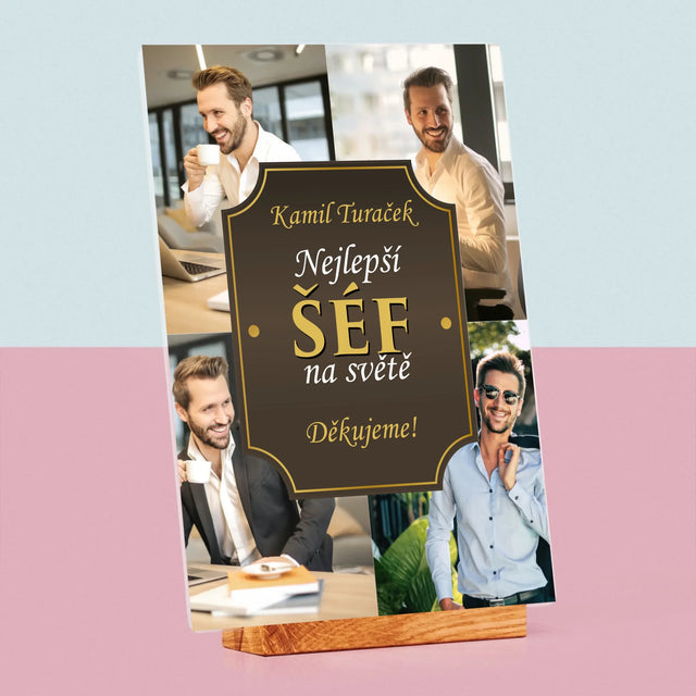 Fotokoláž: Nejlepší Šéf Na Světě - Tisk Na Akrylovém Skle