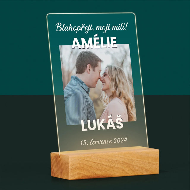 Fotka A Textem: Svatební Blahopřání - Tisk Na Akrylovém Skle