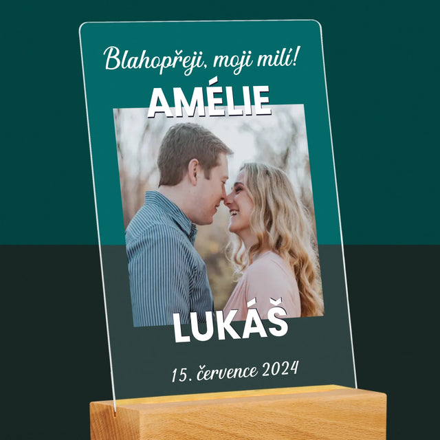 Fotka A Textem: Svatební Blahopřání - Tisk Na Akrylovém Skle