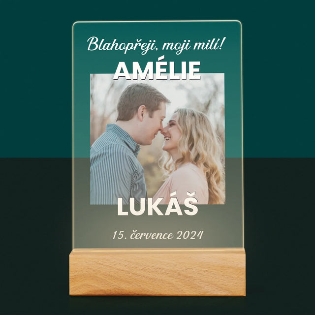 Fotka A Textem: Svatební Blahopřání - Tisk Na Akrylovém Skle