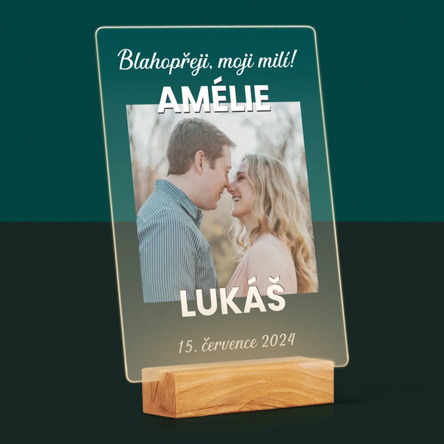 Fotka A Textem: Svatební Blahopřání - Tisk Na Akrylovém Skle