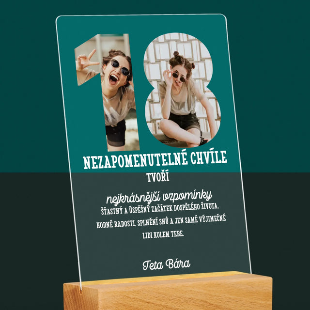 Slovo Z Fotek: 18. Narozeniny - Tisk Na Akrylovém Skle