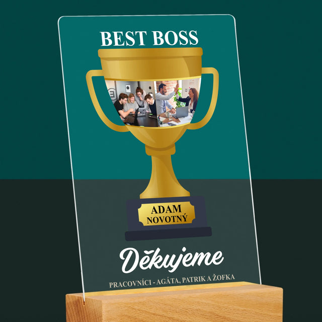 Fotokoláž: Best Boss Pohár - Tisk Na Akrylovém Skle