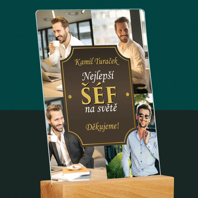 Fotokoláž: Nejlepší Šéf Na Světě - Tisk Na Akrylovém Skle