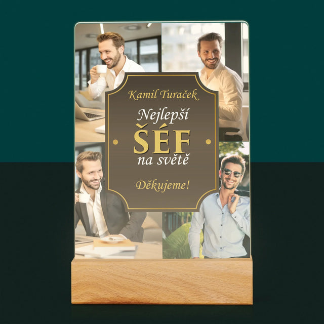 Fotokoláž: Nejlepší Šéf Na Světě - Tisk Na Akrylovém Skle