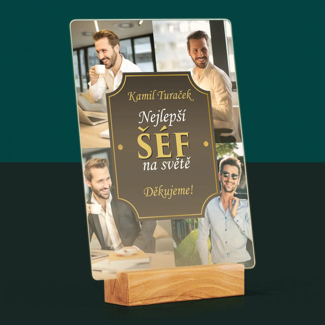 Fotokoláž: Nejlepší Šéf Na Světě - Tisk Na Akrylovém Skle