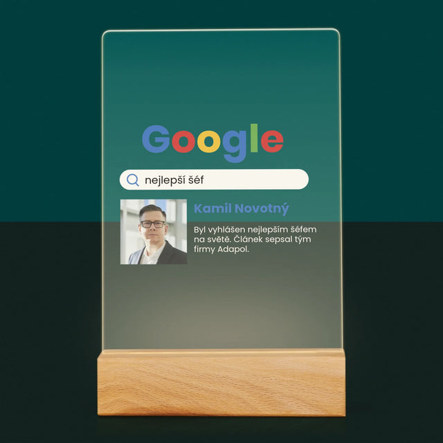 Fotka A Textem: Nejlepší Šéf Výsledek Google - Tisk Na Akrylovém Skle