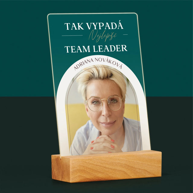 Fotka A Textem: Nejlepší Team Leader - Tisk Na Akrylovém Skle