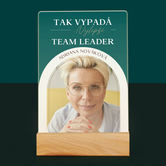 Fotka A Textem: Nejlepší Team Leader - Tisk Na Akrylovém Skle
