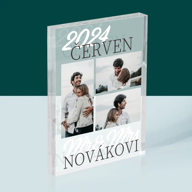 Fotokoláž: Mr&Mrs Datum - Akrylový Blok